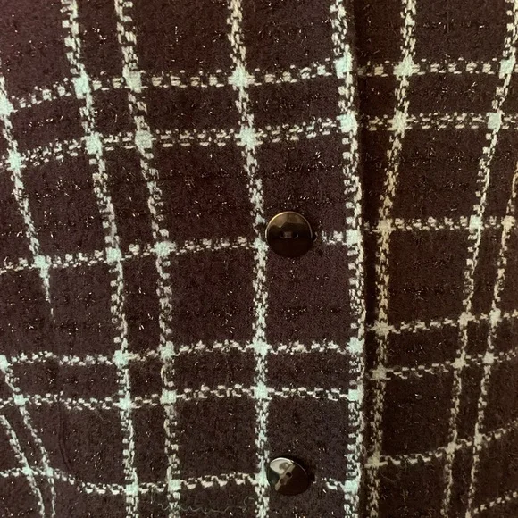 Sag Harbor Size 16 Teal blue & black plaid blazer with sparkle. Gently worn. - Picture 5 of 14